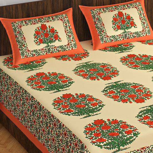 Rajasthani Trendy Bedsheet 100% Cotton Bedsheet 280-TC Cotton Queen Size Bedsheet With 2 Pillow Cover www.jaipurtohome.com