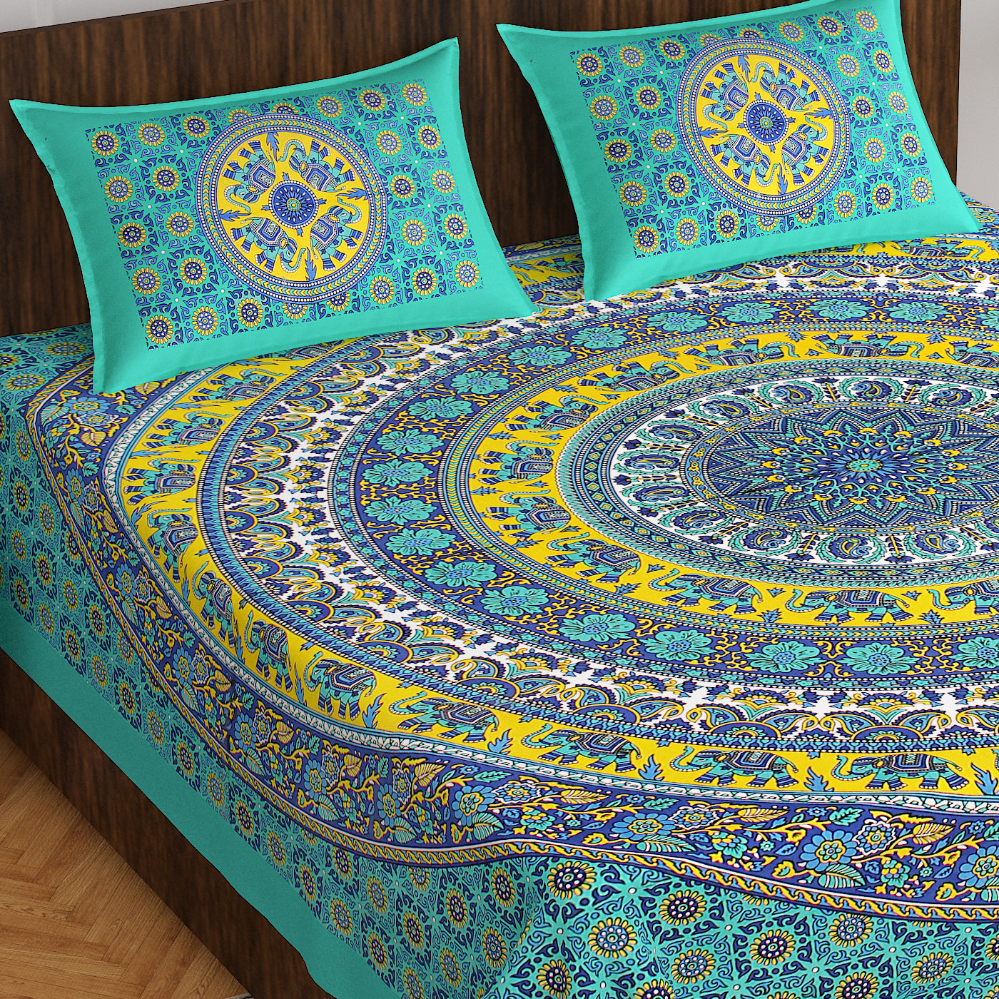 Trendy Bedsheet 100%Cotton Queen Size Bedsheet With 2 Pillow Cover www.jaipurtohome.com