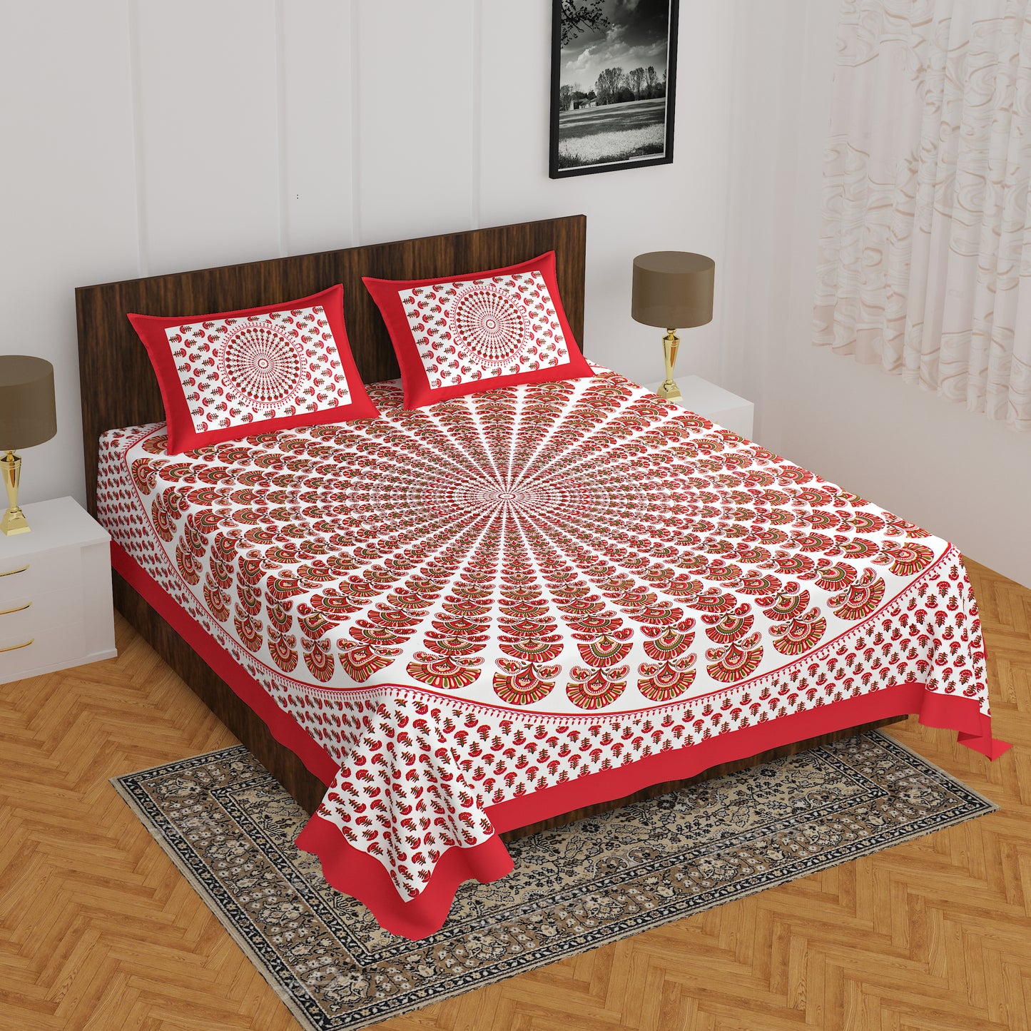 Trendy Bedsheet 100% Cotton Bedsheet 280-TC Cotton Queen Size Bedsheet With 2 Pillow Cover www.jaipurtohome.com