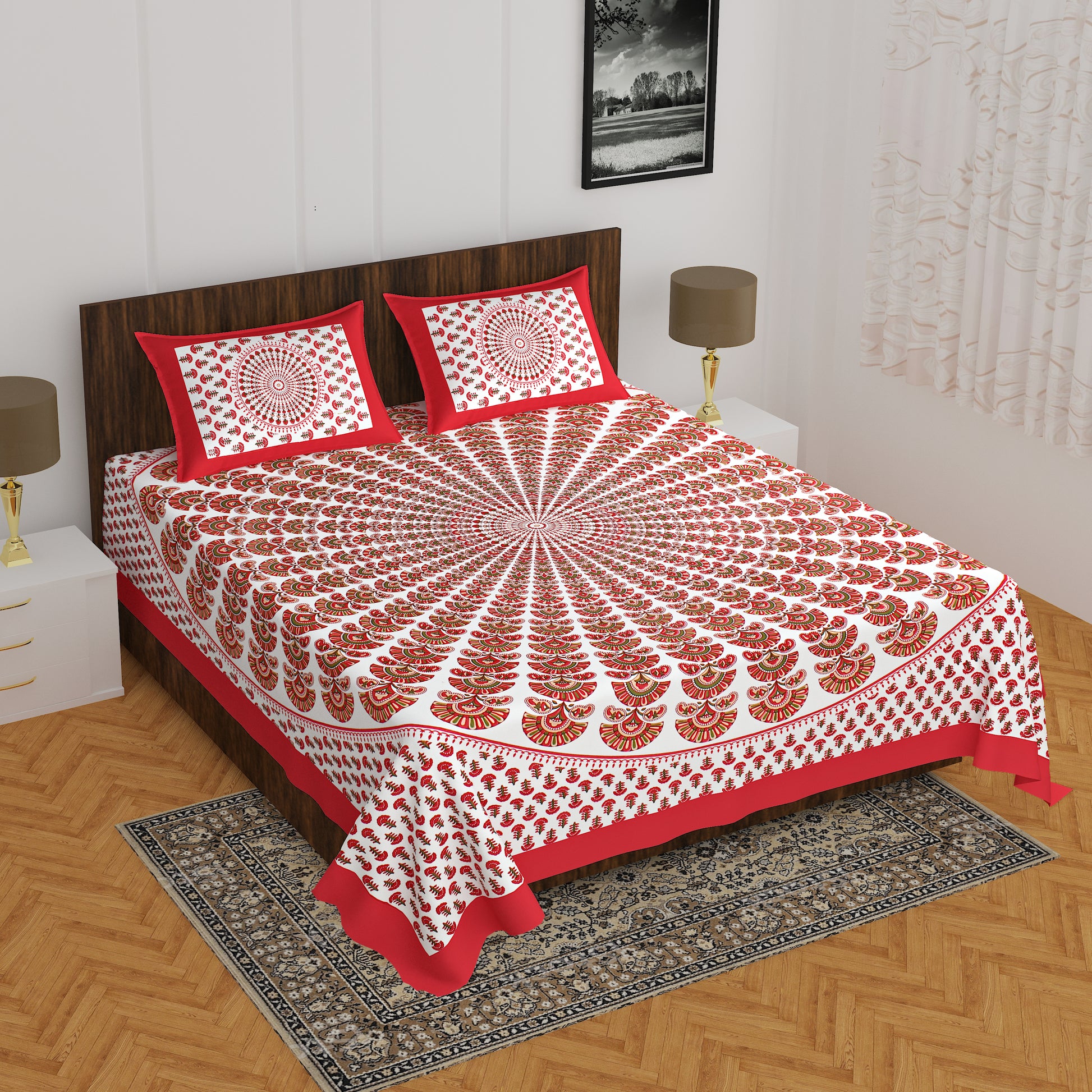Trendy Bedsheet 100% Cotton Bedsheet 280-TC Cotton Queen Size Bedsheet With 2 Pillow Cover www.jaipurtohome.com
