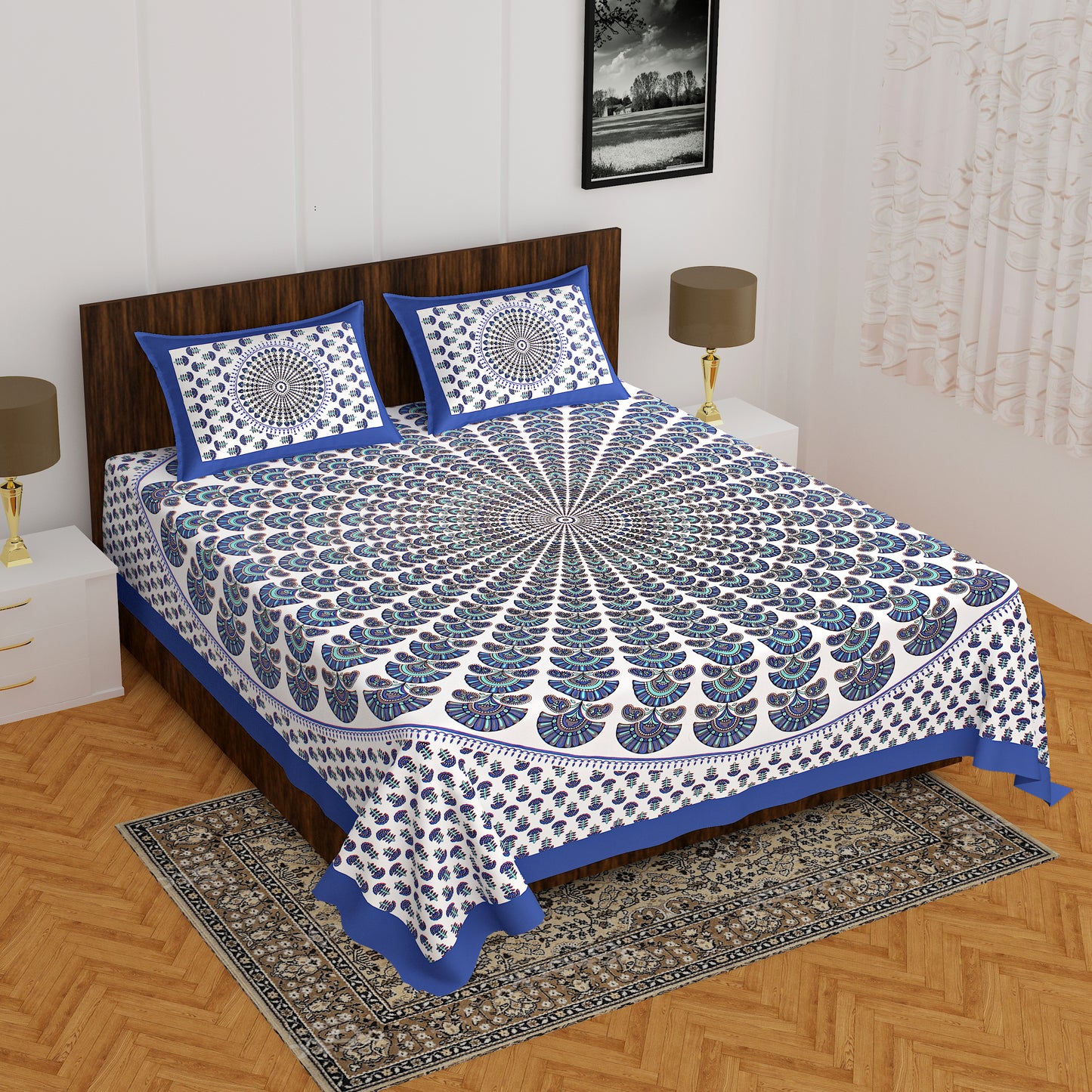 Trendy Bedsheet 100% Cotton Bedsheet 280-TC Cotton Queen Size Bedsheet With 2 Pillow Cover www.jaipurtohome.com