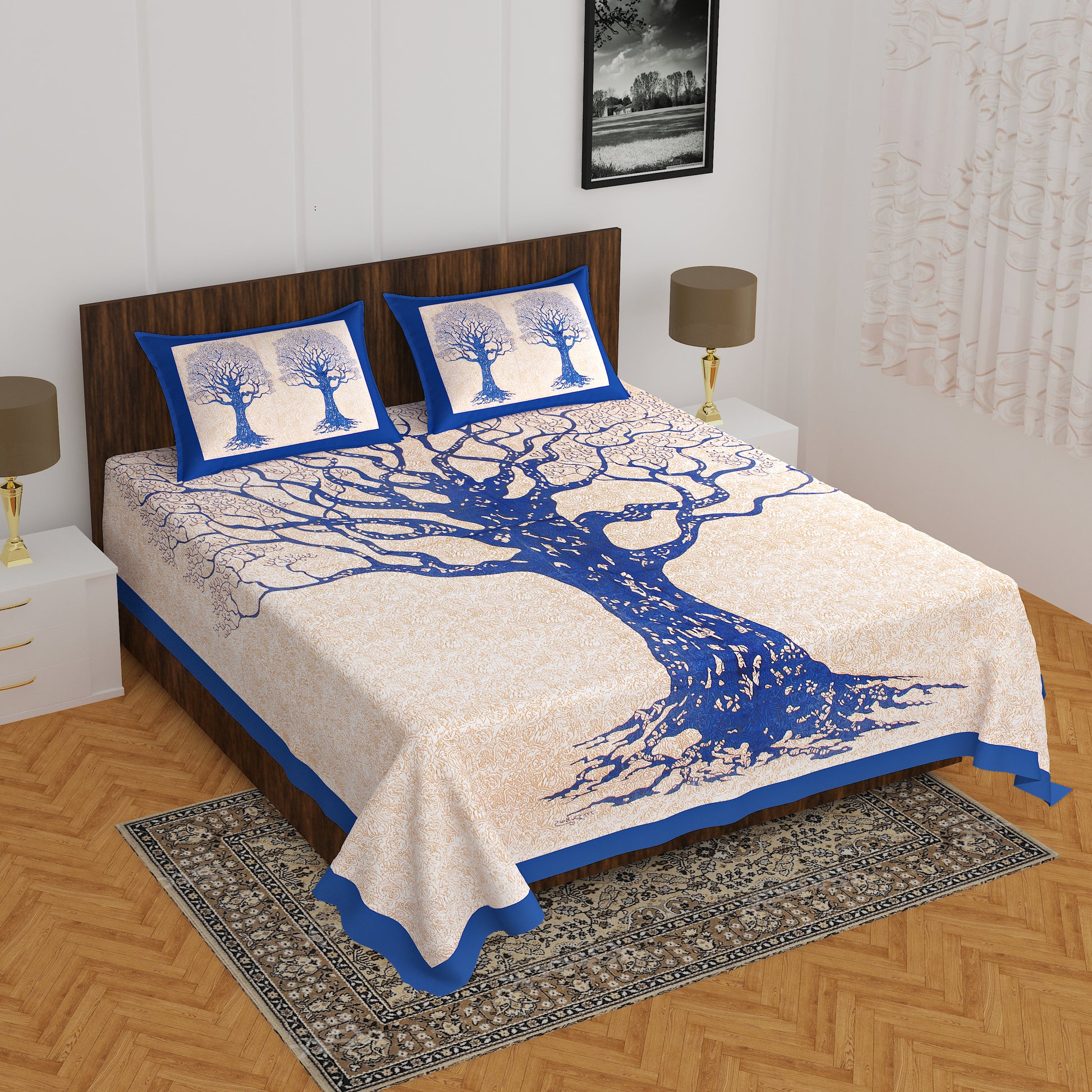 Trendy Bedsheet 100% Cotton Queen Size Bedsheet With 2 Pillow Cover www.jaipurtohome.com