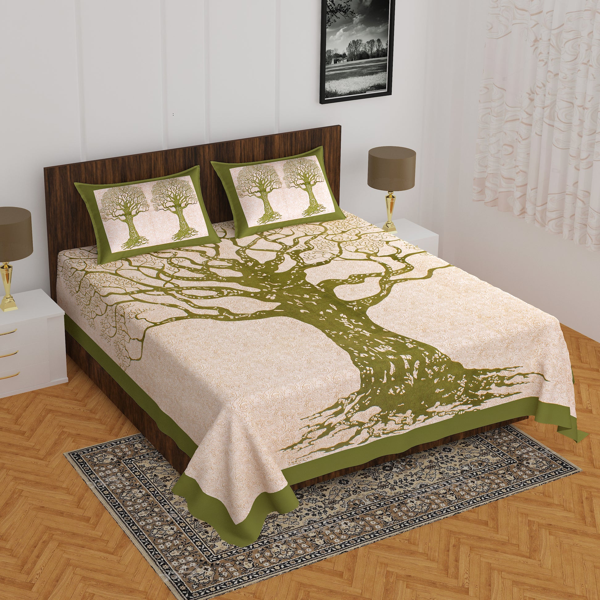 Trendy Bedsheet 100% Cotton Queen Size Bedsheet With 2 Pillow Cover www.jaipurtohome.com