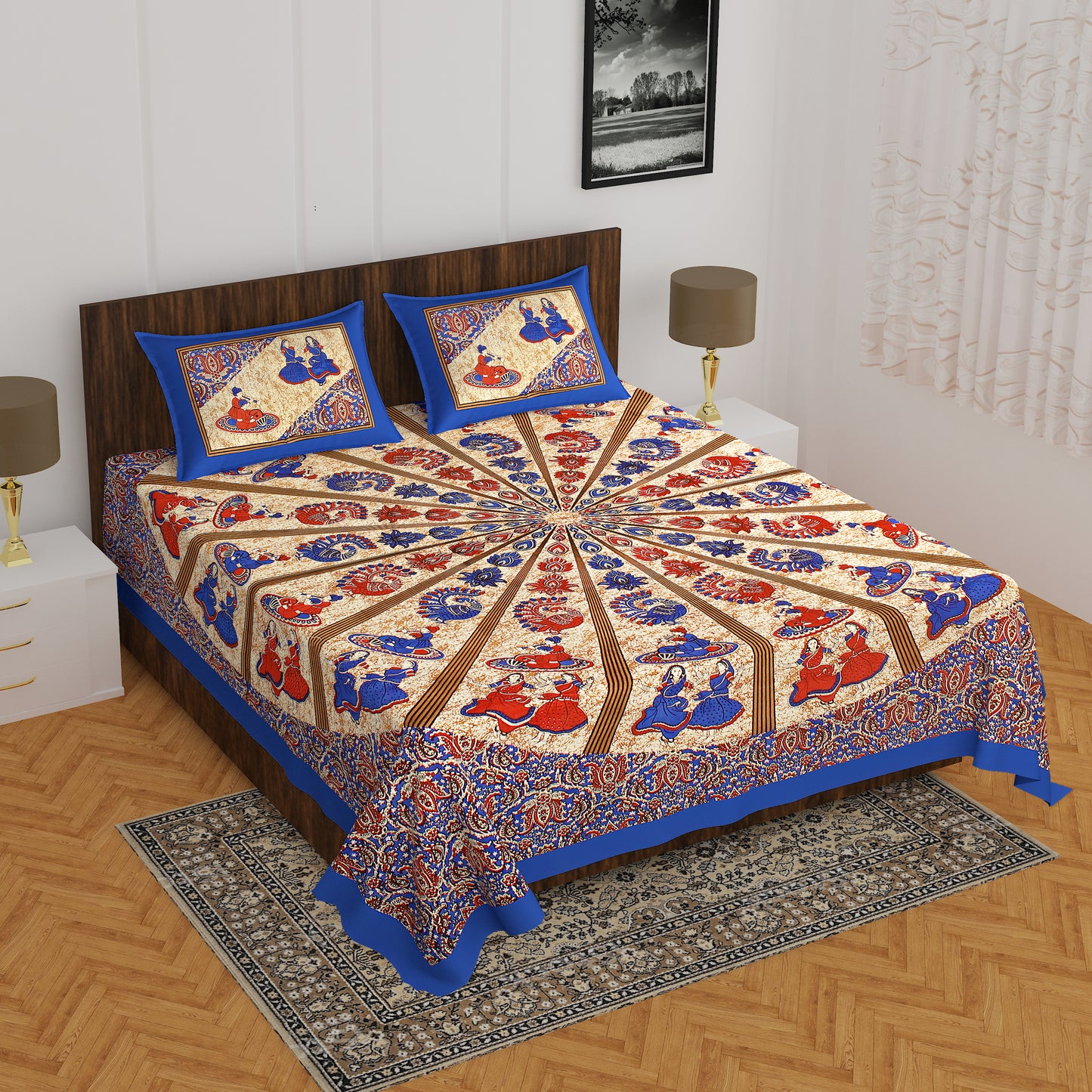 Trendy Bedsheet 100% Cotton Bedsheet 280-TC Cotton Queen Size Bedsheet With 2 Pillow Cover www.jaipurtohome.com