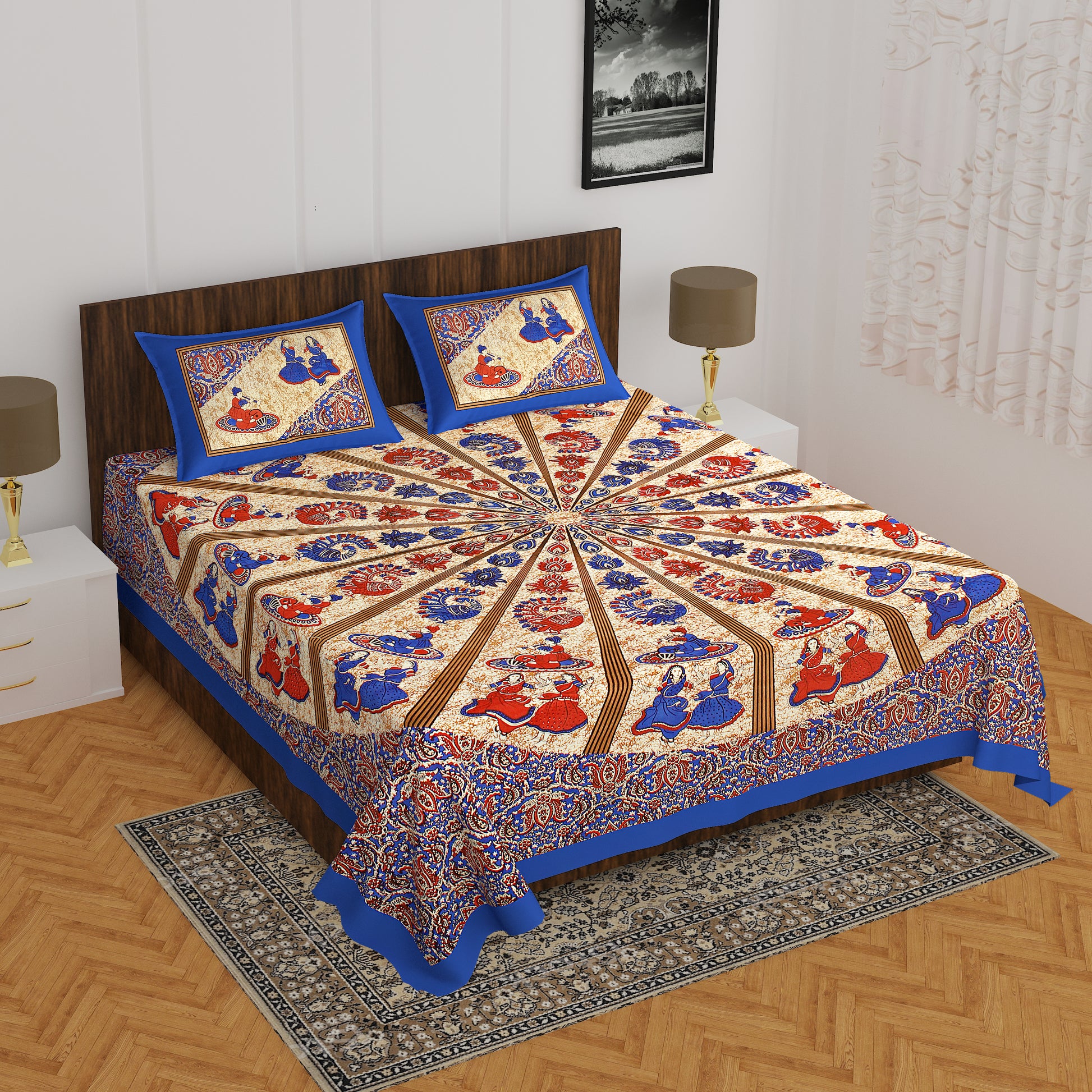Trendy Bedsheet 100% Cotton Bedsheet 280-TC Cotton Queen Size Bedsheet With 2 Pillow Cover www.jaipurtohome.com