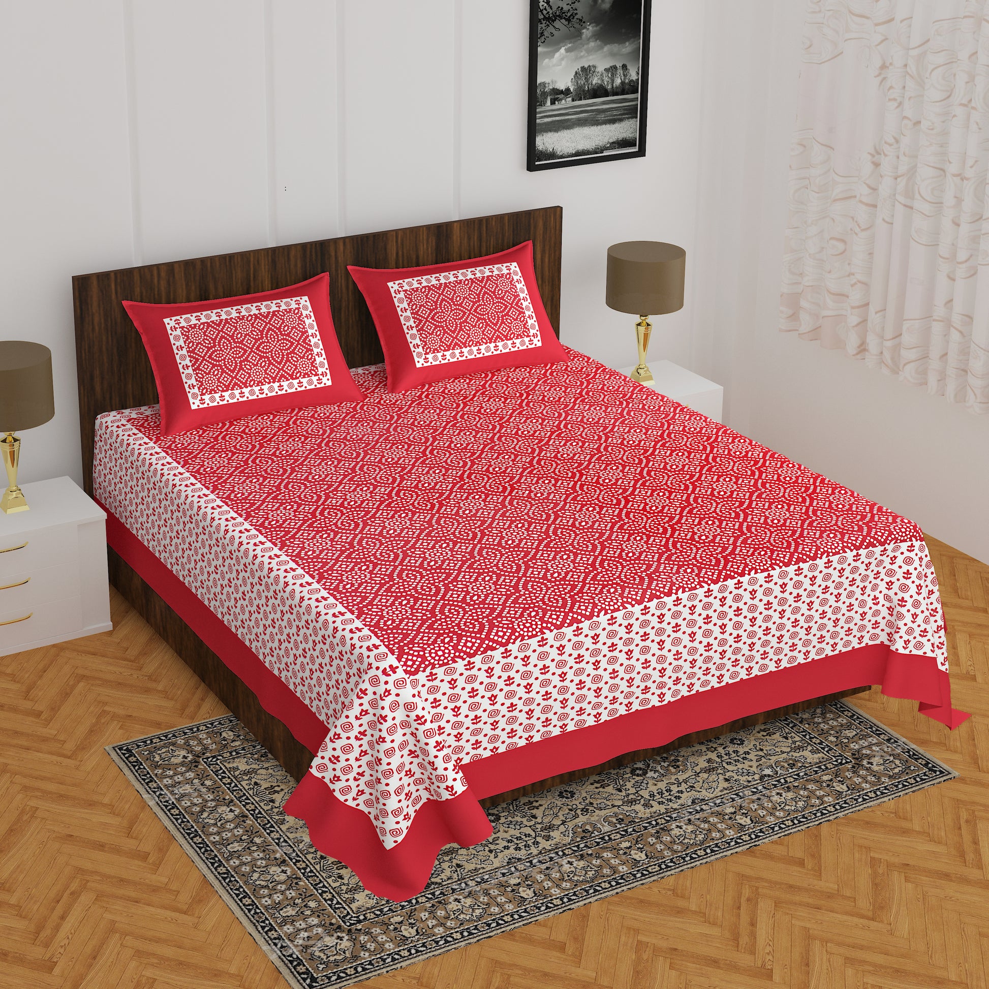 Trendy Bedsheet 100% Cotton Bedsheet 280-TC Cotton Queen Size Bedsheet With 2 Pillow Cover www.jaipurtohome.com