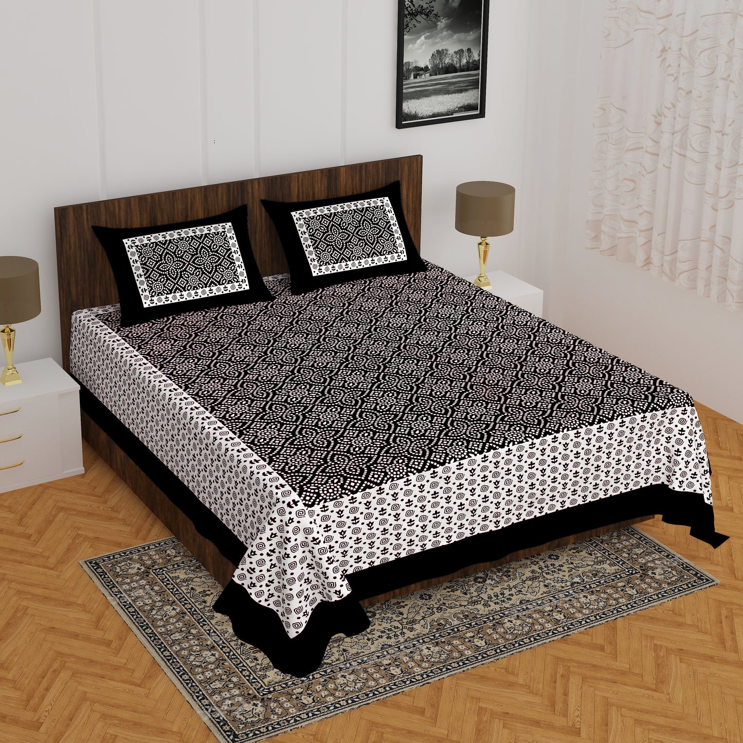 Trendy Bedsheet 100% Cotton Bedsheet 280-TC Cotton Queen Size Bedsheet With 2 Pillow Cover www.jaipurtohome.com