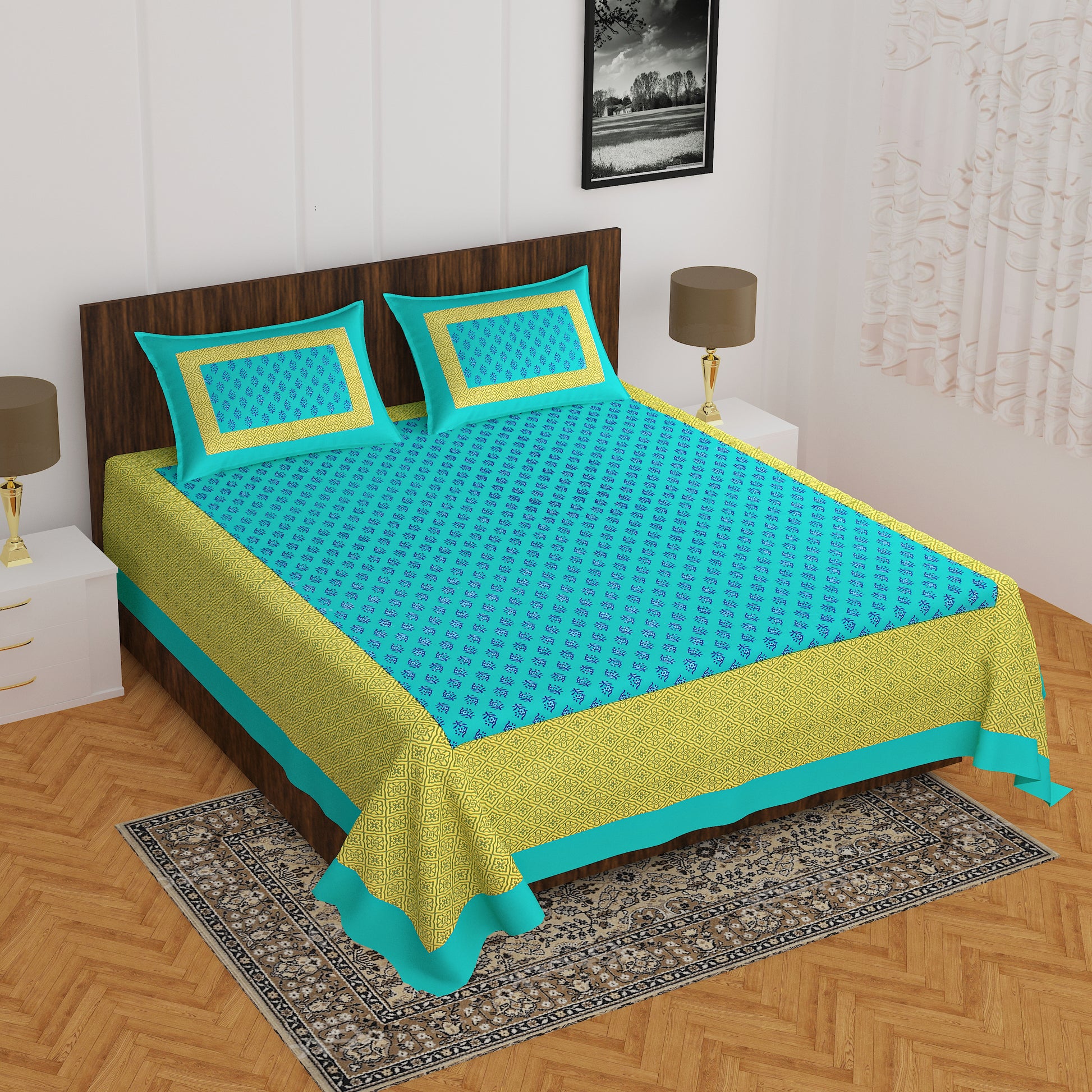 Trendy Bedsheet 100%  Cotton Queen Size Bedsheet With 2 Pillow Cover www.jaipurtohome.com