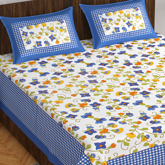 Jaipuri Trendy Bedsheet 100% Cotton Rajasthani Traditional Queen Size Bedsheet with 2 Pillow Cover 90*100 www,JaipurToHome.com