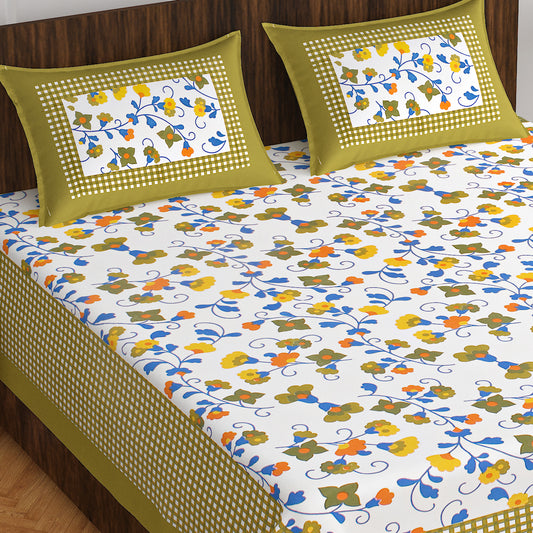Jaipuri Trendy Bedsheet 100% Cotton Rajasthani Traditional Queen Size Bedsheet with 2 Pillow Cover 90*100 www,JaipurToHome.com