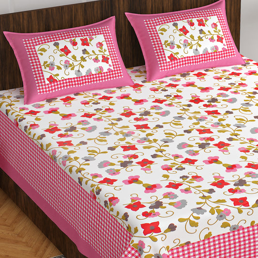 Jaipuri Trendy Bedsheet 100% Cotton Rajasthani Traditional Queen Size Bedsheet with 2 Pillow Cover 90*100 www,JaipurToHome.com