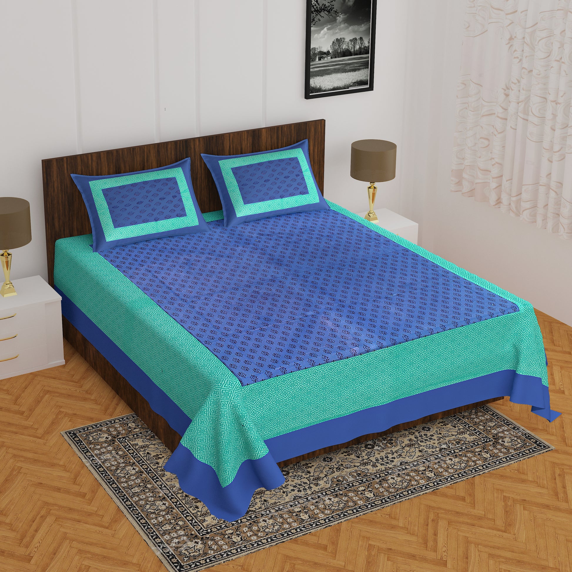 Trendy Bedsheet 100%  Cotton Queen Size Bedsheet With 2 Pillow Cover www.jaipurtohome.com