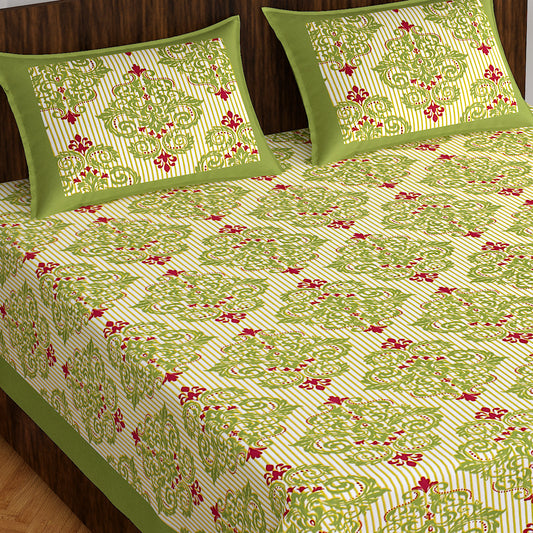 Rajasthani Trendy Bedsheet 100% Cotton Bedsheet 280-TC Cotton Queen Size Bedsheet With 2 Pillow Cover www.jaipurtohome.com