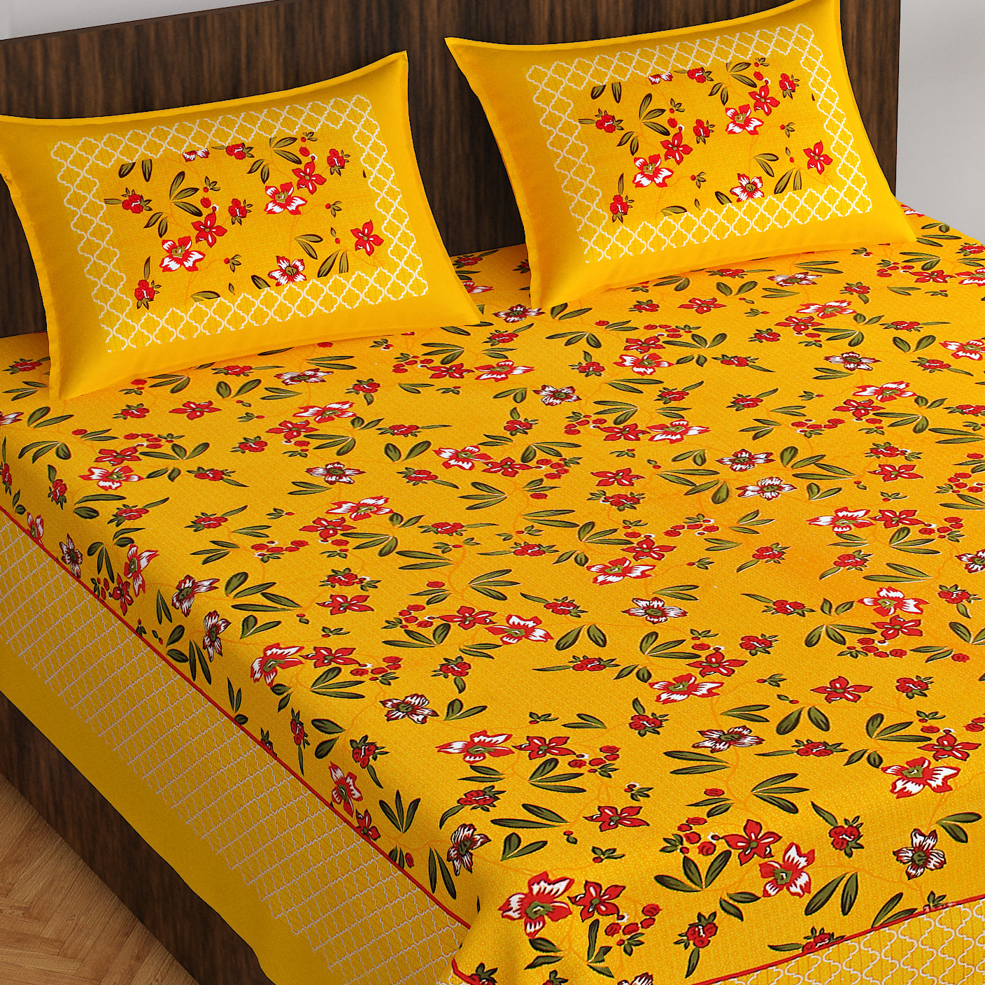 Trendy Bedsheet 100% Cotton Bedsheet 280-TC Cotton Queen Size Bedsheet With 2 Pillow Cover www.jaipurtohome.com