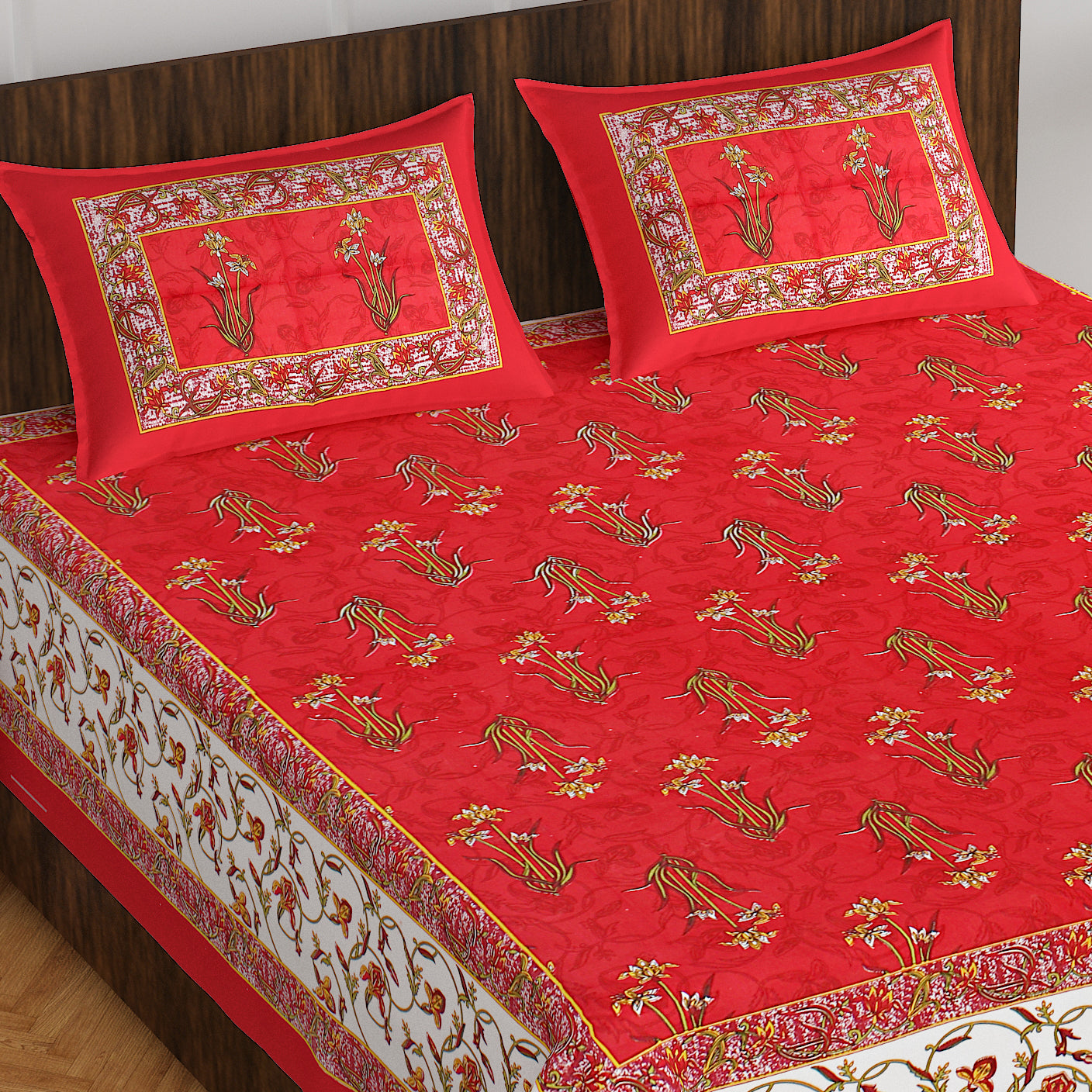 Trendy Bedsheet 100% Cotton Bedsheet 280-TC Cotton Queen Size Bedsheet With 2 Pillow Cover www.jaipurtohome.com