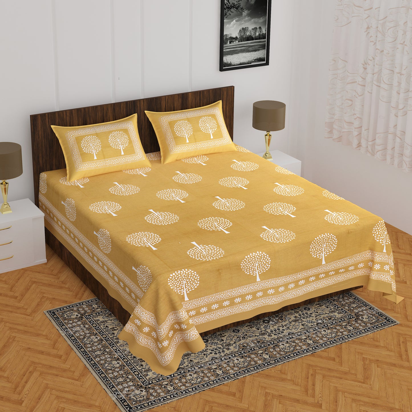 Trendy Bedsheet 100% Cotton Queen Size Bedsheet With 2 Pillow Cover's www.jaipurtohome.com