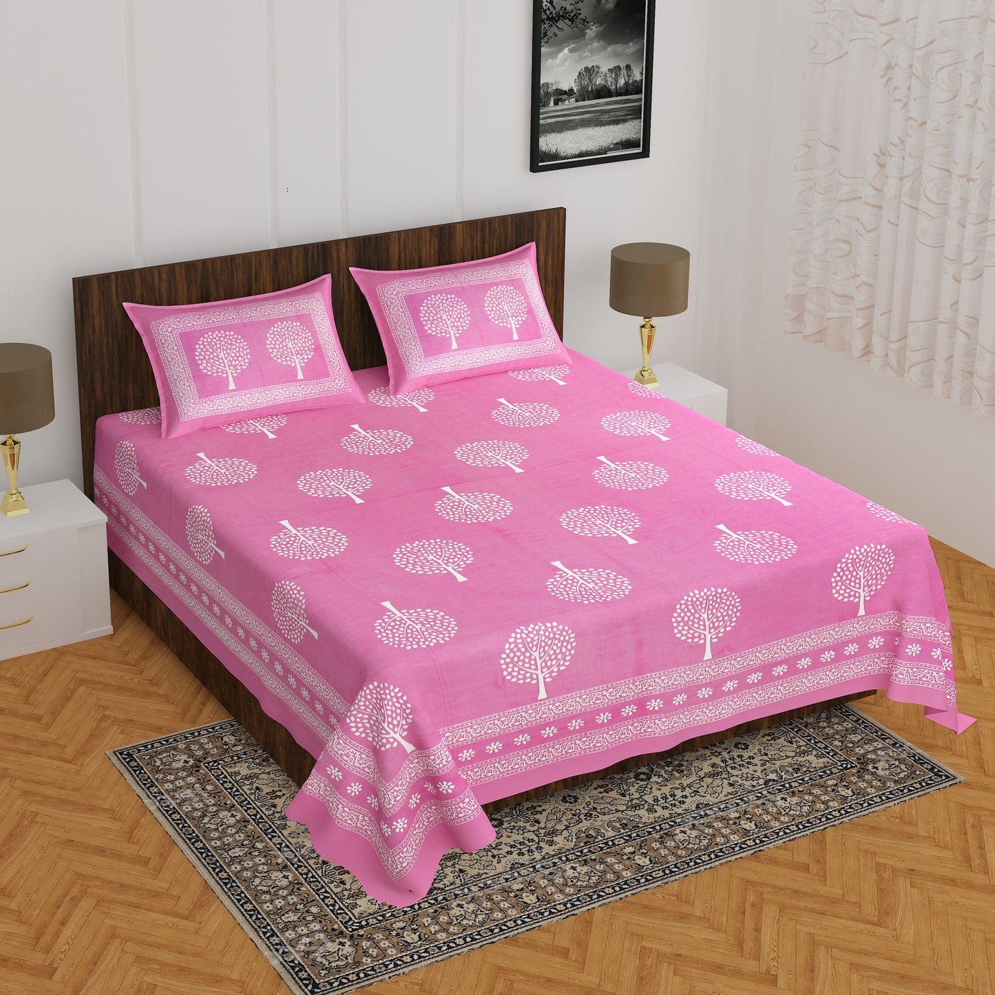 Trendy Bedsheet 100% Cotton Queen Size Bedsheet With 2 Pillow Cover's www.jaipurtohome.com