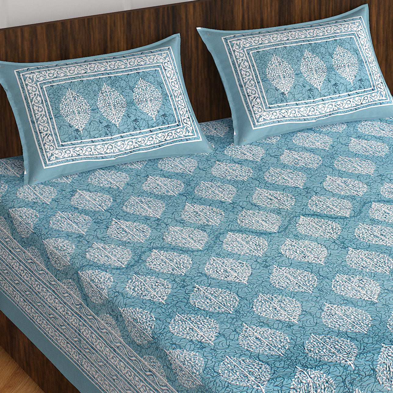 Jaipuri 100% Cotton Rajasthani Jaipuri Queen Size Bedsheet with 2 Pillow Cover. www.jaipurtohome.com