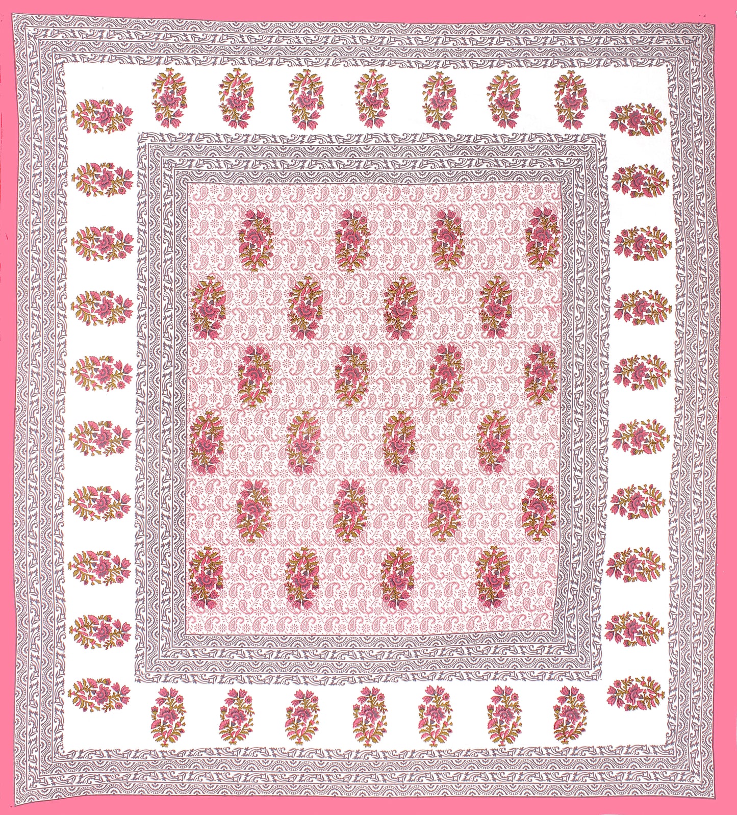 JAIPURI 100% Cotton Rajasthani Jaipuri Queen Size Bedsheet with 2 Pillow Cover. www.jaipurtohome.com