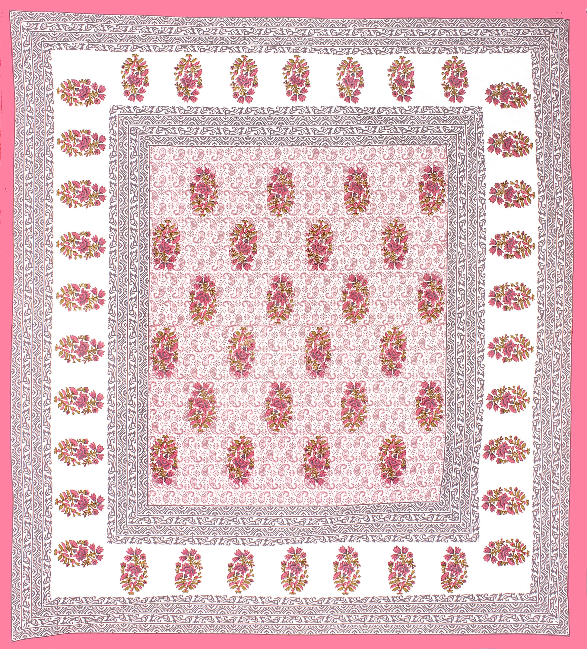JAIPURI 100% Cotton Rajasthani Jaipuri Queen Size Bedsheet with 2 Pillow Cover. www.jaipurtohome.com