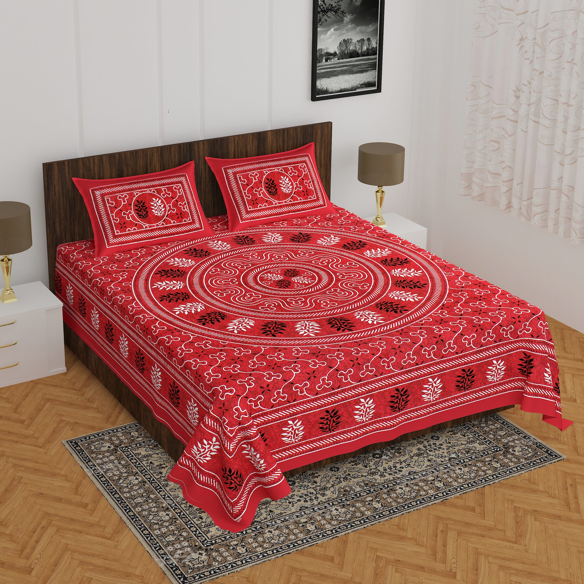Trendy Bedsheet 100%  Cotton Queen Size Bedsheet With 2 Pillow Cover www.jaipurtohome.com