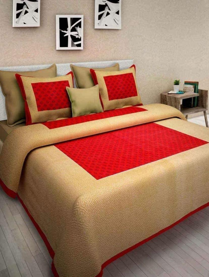 Jaipuri 100% Cotton 1 Traditional King Size Bedsheet with 2 Pillow Cover JAIPUR PRINTS
