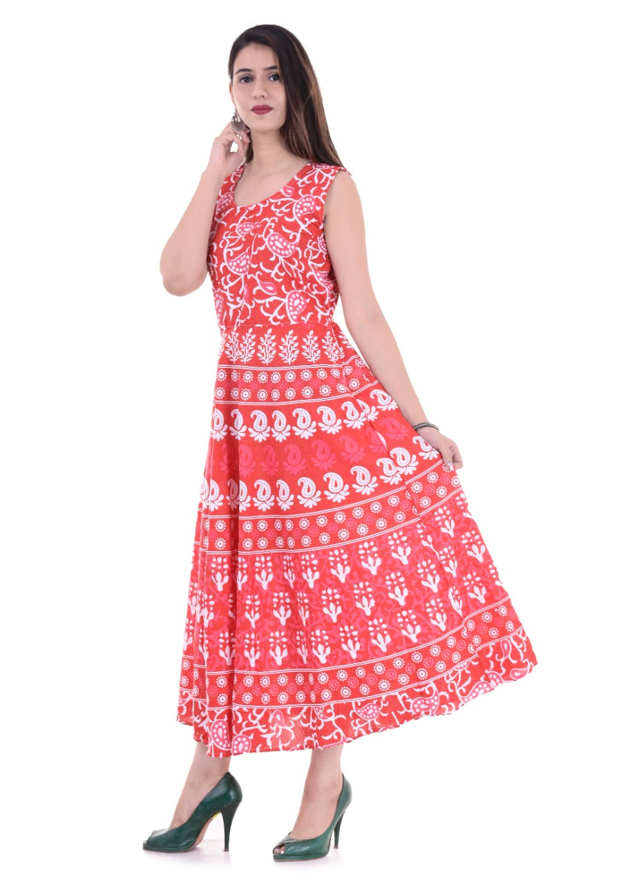 Jaipuri Trendy Women Cotton Maternity Semi-Stitched Fabric Maxi Dress -Free Size JAIPUR PRINTS