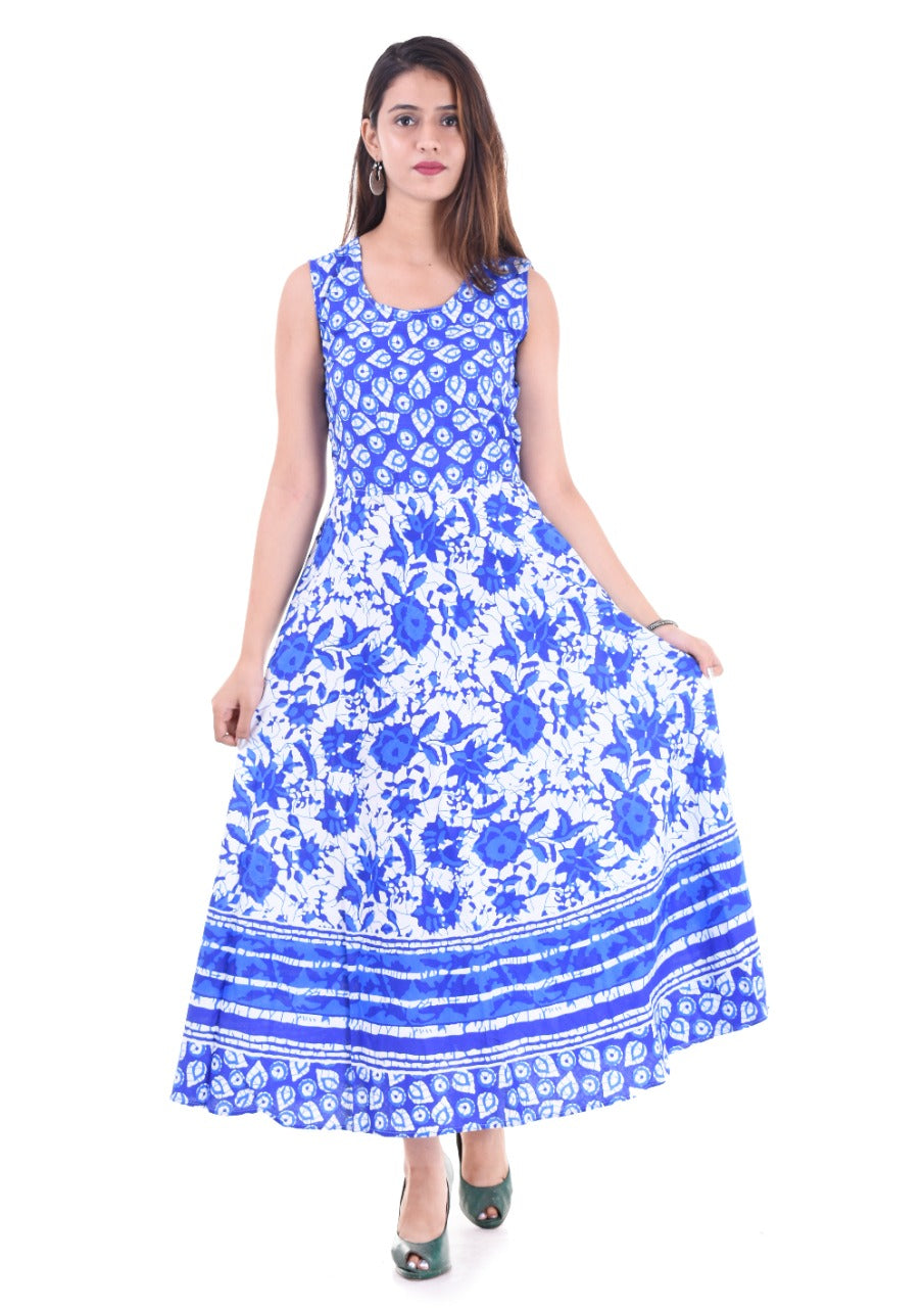 Jaipuri Trendy Women Cotton Maternity Semi-Stitched Fabric Maxi Dress -Free Size JAIPUR PRINTS