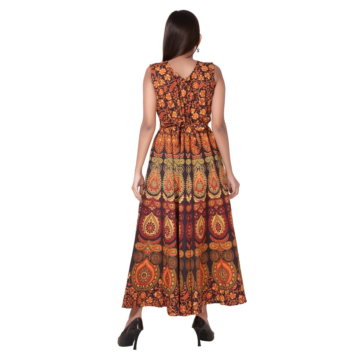 Beautiful Jaipuri Women's Cotton Jaipuri Floral Print Long Maxi Dress (Multicolour) JAIPUR PRINTS