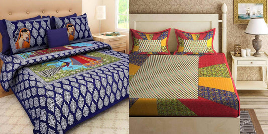 Jaipuri 100% Cotton Bedsheet Combo 280 -TC Cotton Double 2 Bedsheet With 4 Pillow Cover - Bedsheet Combo Pack freeshipping - www.jaipurtohome.com