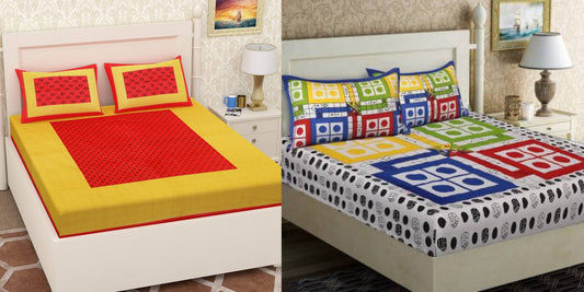Jaipuri 100% Cotton Bedsheet Combo 280 -TC Cotton Double 2 Bedsheet With 4 Pillow Cover - Bedsheet Combo Pack freeshipping - www.jaipurtohome.com