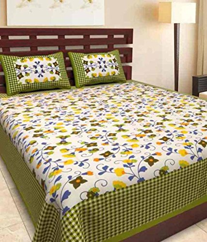 100% Cotton Jaipuri Traditional King Size  Double Bed Bedsheet with 2 Pillow Covers www.jaipurtohome.com