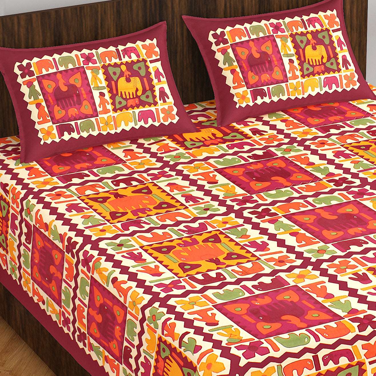 100% Cotton Bedsheet 280-TC Cotton Queen Size Bedsheet With 2 Pillow Cover www.jaipurtohome.com