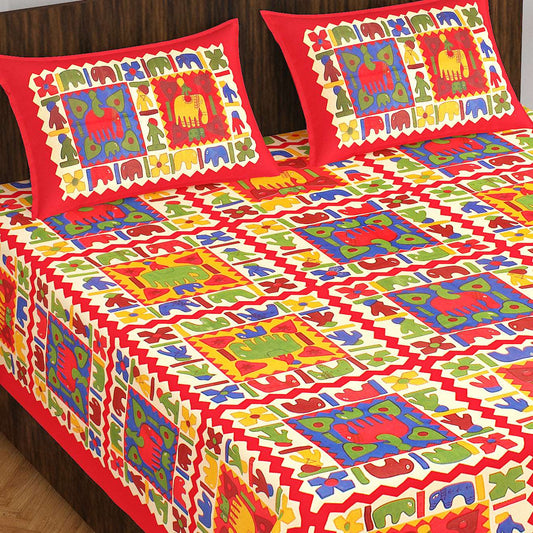 100% Cotton Bedsheet 280-TC Cotton Queen Size Bedsheet With 2 Pillow Cover www.jaipurtohome.com