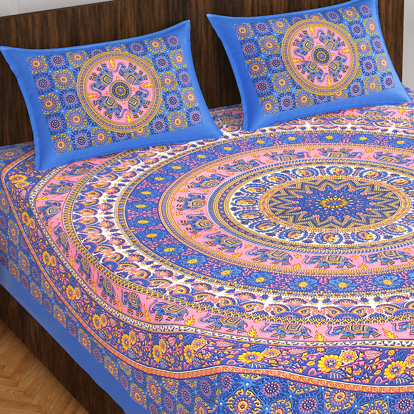 Trendy Bedsheet 100%Cotton Queen Size Bedsheet With 2 Pillow Cover www.jaipurtohome.com