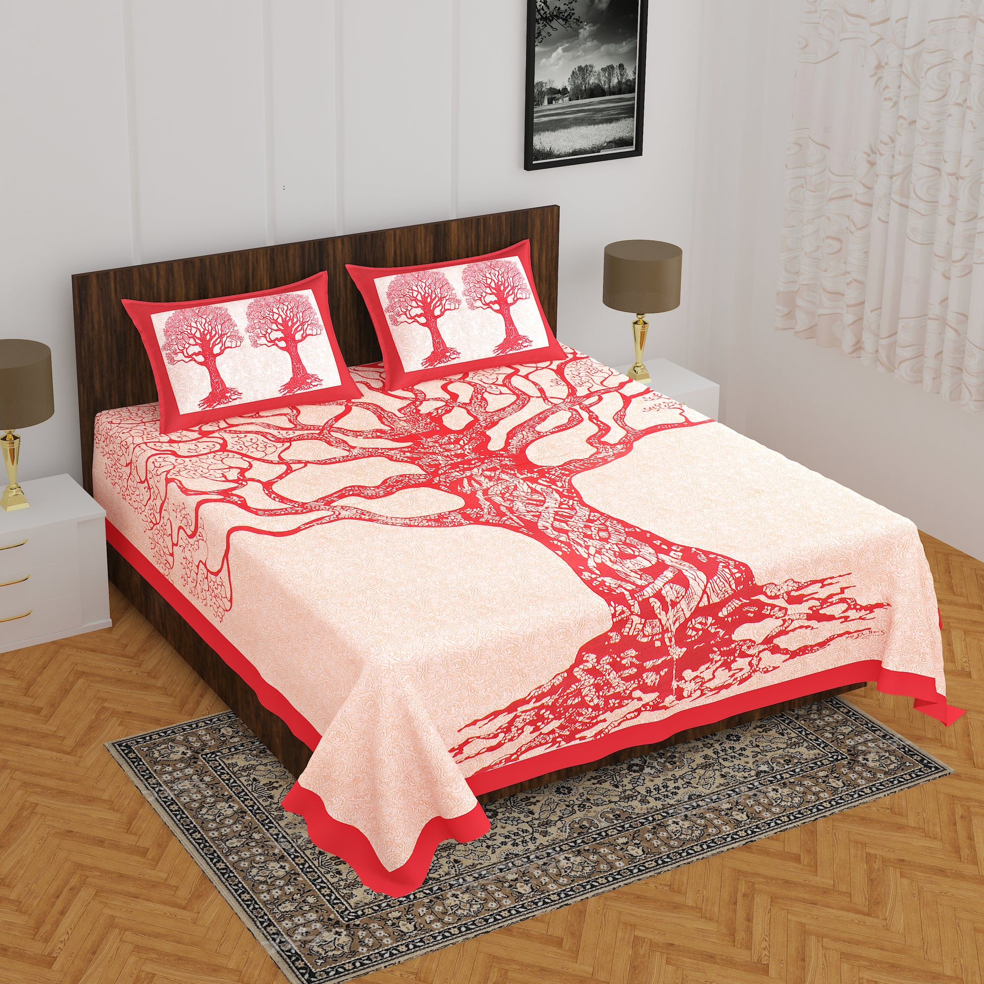 Trendy Bedsheet 100% Cotton Queen Size Bedsheet With 2 Pillow Cover www.jaipurtohome.com