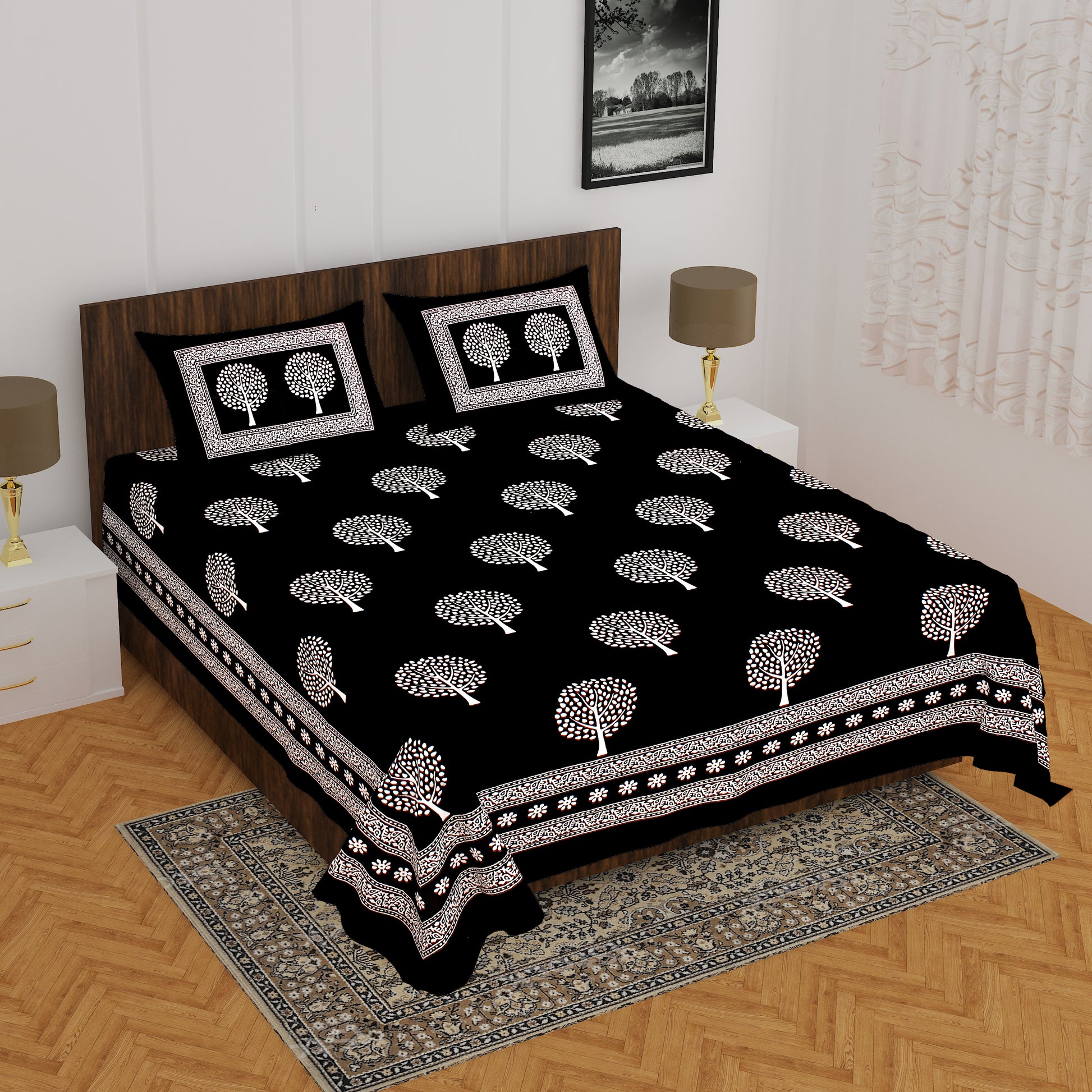 Trendy Bedsheet 100% Cotton Queen Size Bedsheet With 2 Pillow Cover's www.jaipurtohome.com