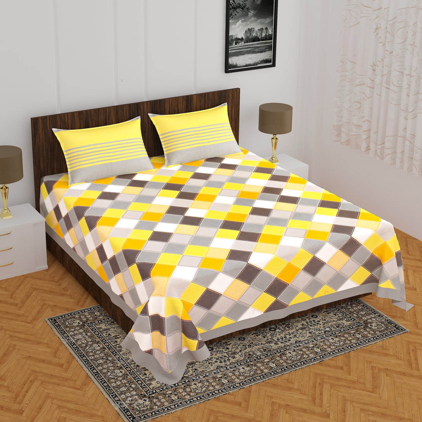 Trendy Bedsheet 100%  Cotton Queen Size Bedsheet With 2 Pillow Cover www.jaipurtohome.com