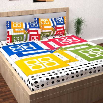 Jaipuri 100% Cotton Traditional Jaipuri Print 1 Double Bed Sheet with 2 Pillow Covers JAIPUR PRINTS