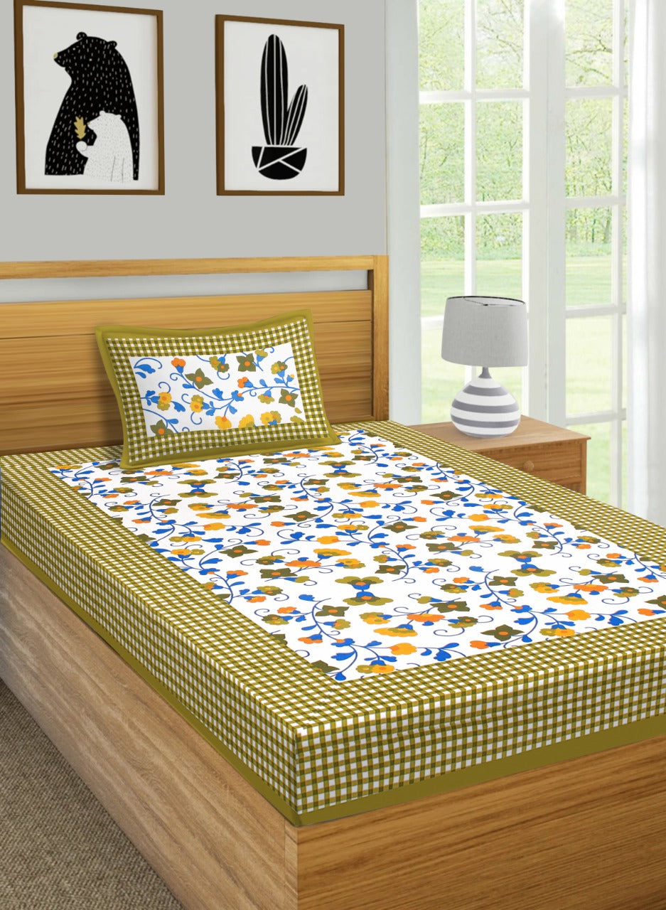 Jaipuri 100% Cotton Single Bedsheet