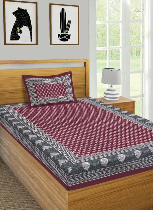 Jaipuri 100% Cotton Single Bedsheet Jaipur To Home