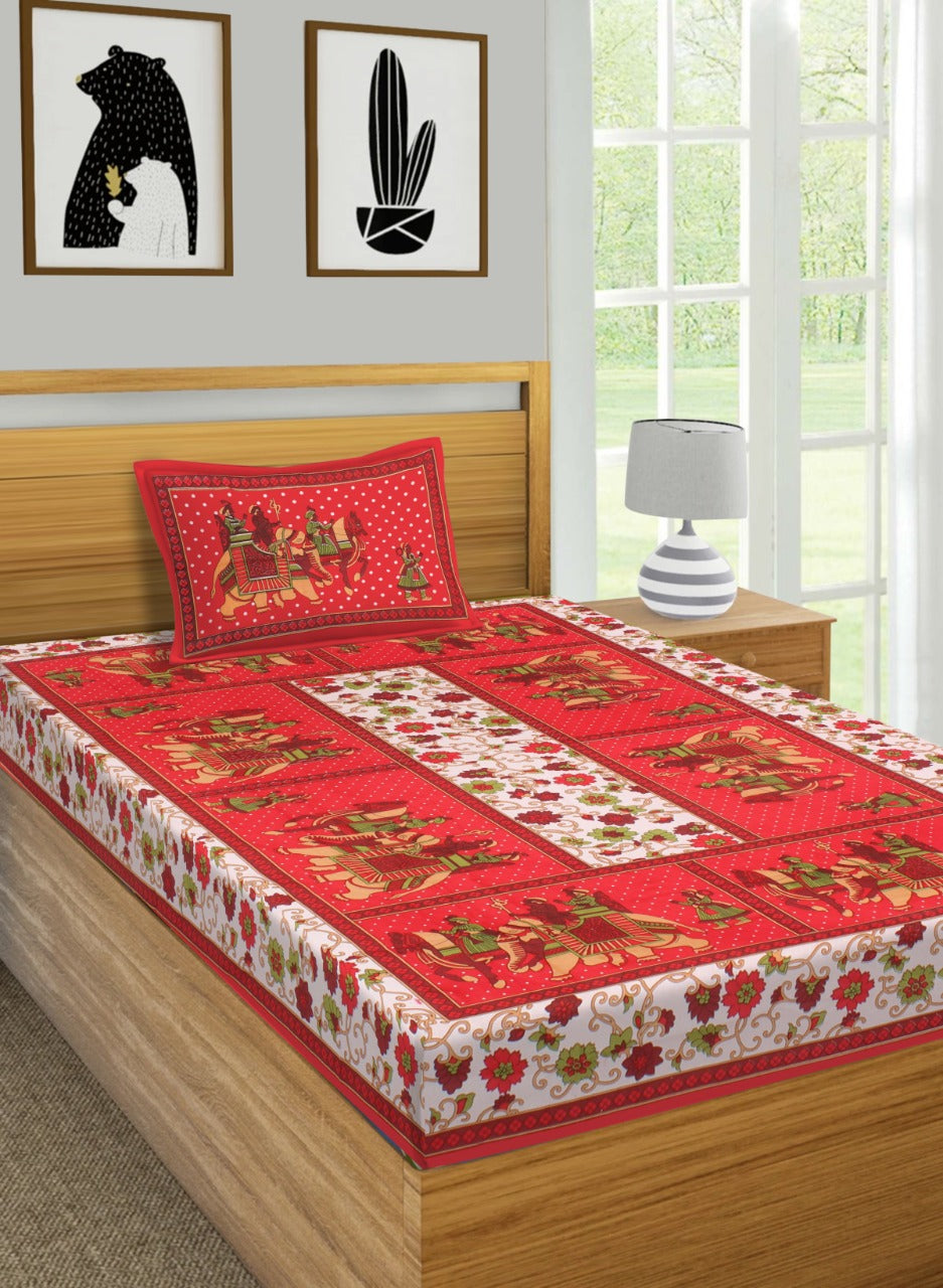Jaipuri 100% Cotton Single Bedsheet Jaipur To Home