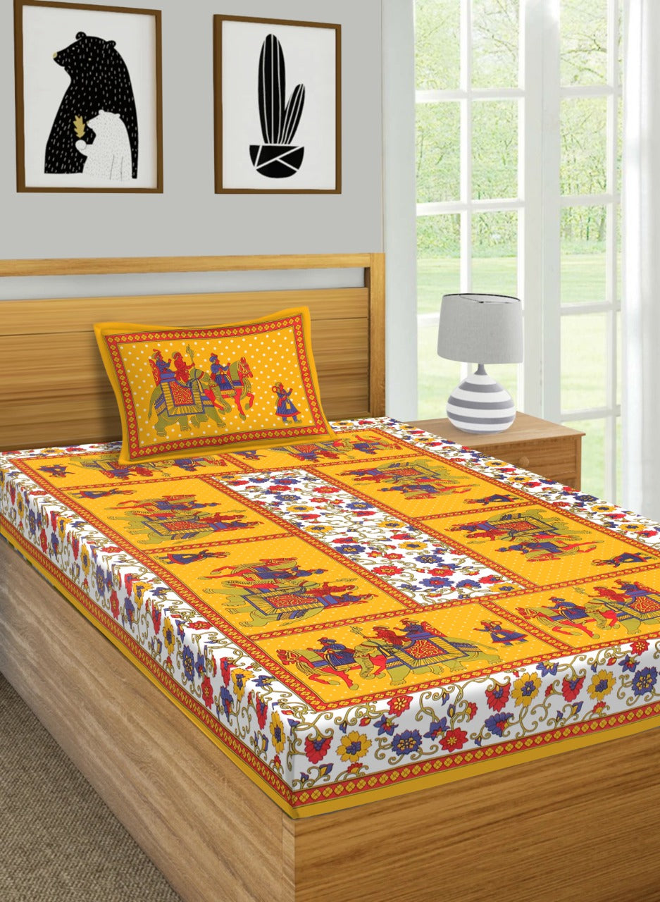 Jaipuri 100% Cotton Single Bedsheet Jaipur To Home
