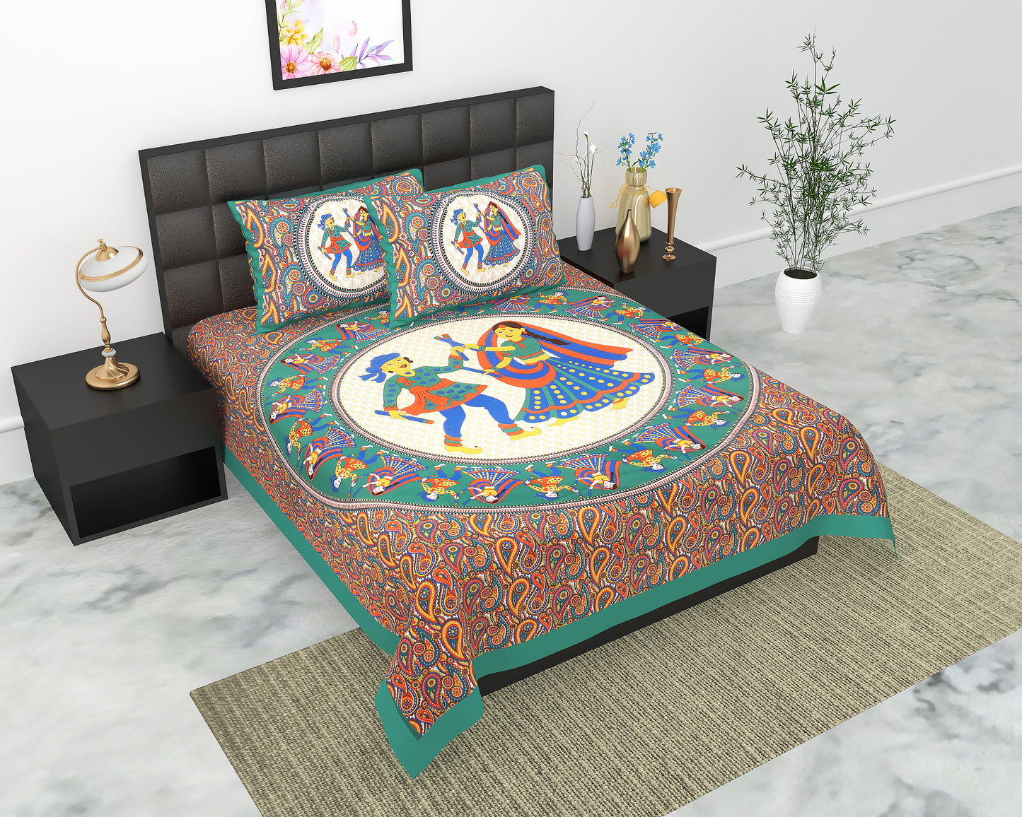 Trendy Bedsheet 100% Cotton Queen Size Bedsheet With 2 Pillow Cover Set