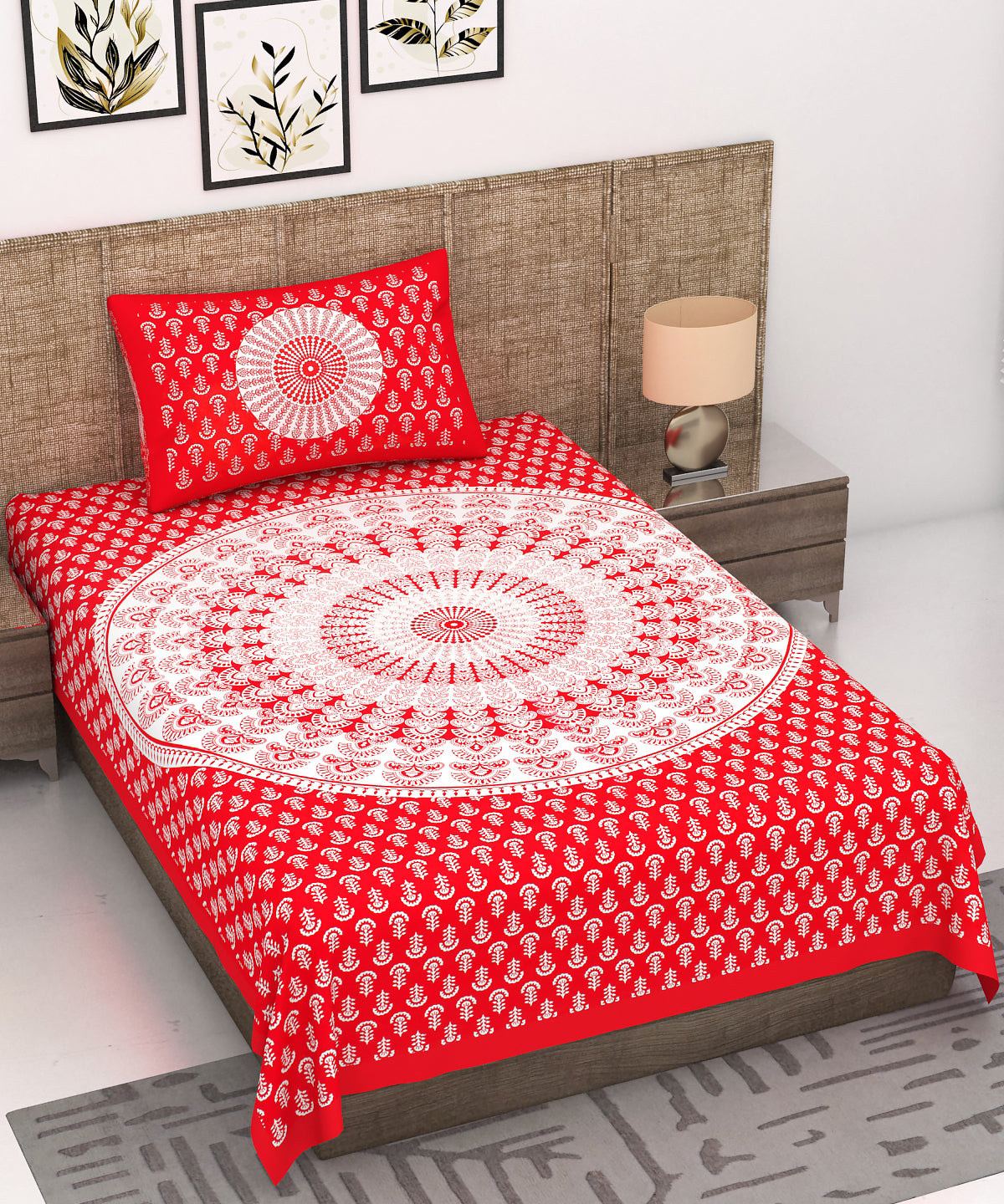 New Jaipuri Mor Pankh Jaipuri 100% Cotton Single Bedsheet