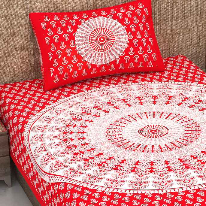 New Jaipuri Mor Pankh Jaipuri 100% Cotton Single Bedsheet