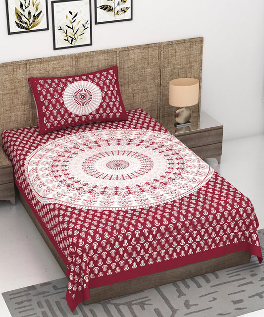 New Jaipuri Mor Pankh Jaipuri 100% Cotton Single Bedsheet