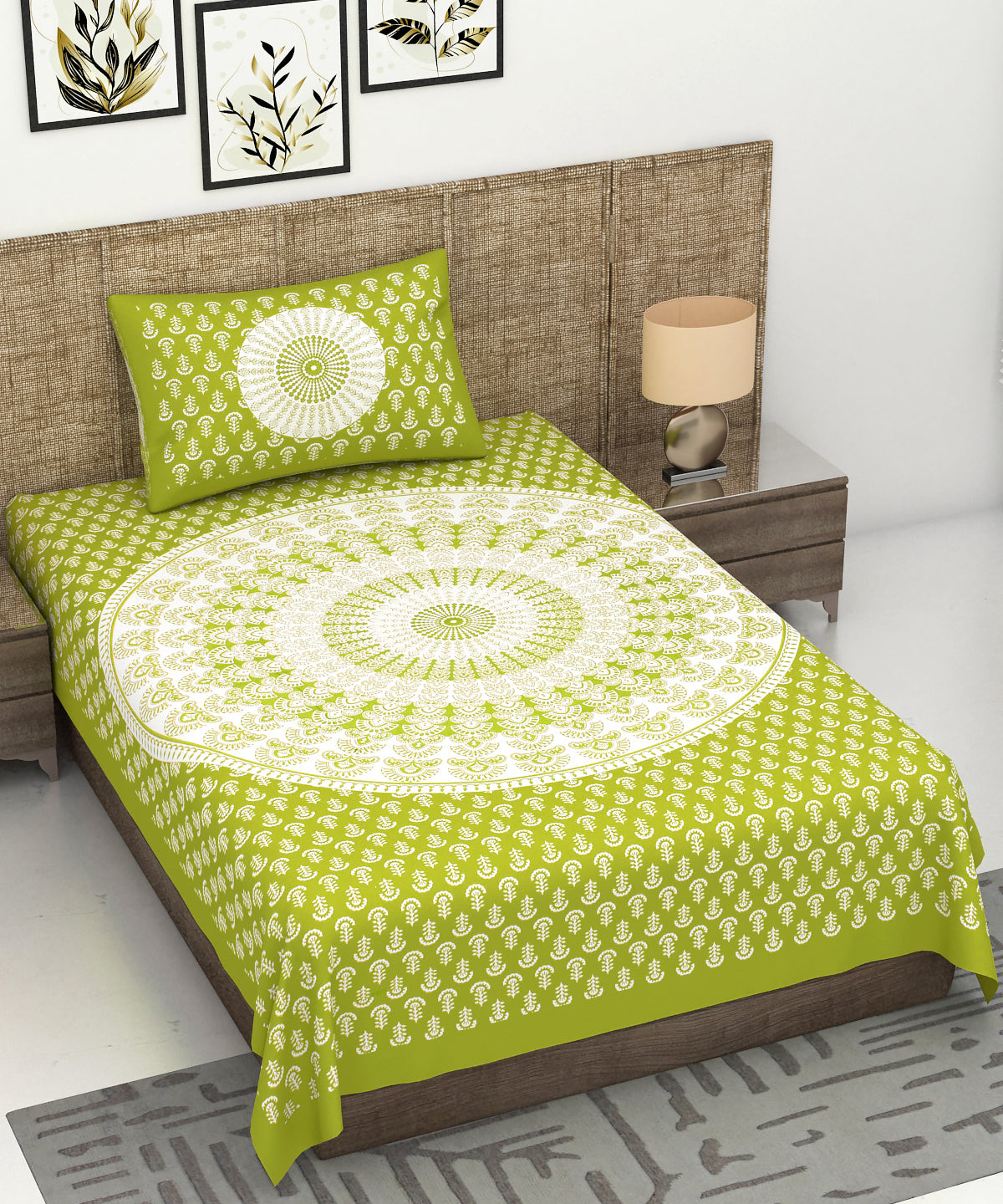 New Jaipuri Mor Pankh Jaipuri 100% Cotton Single Bedsheet