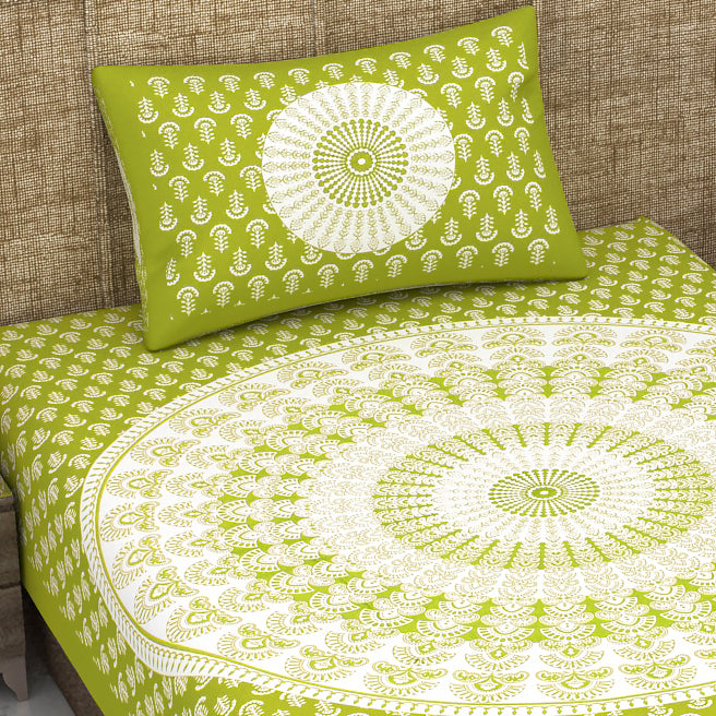 New Jaipuri Mor Pankh Jaipuri 100% Cotton Single Bedsheet