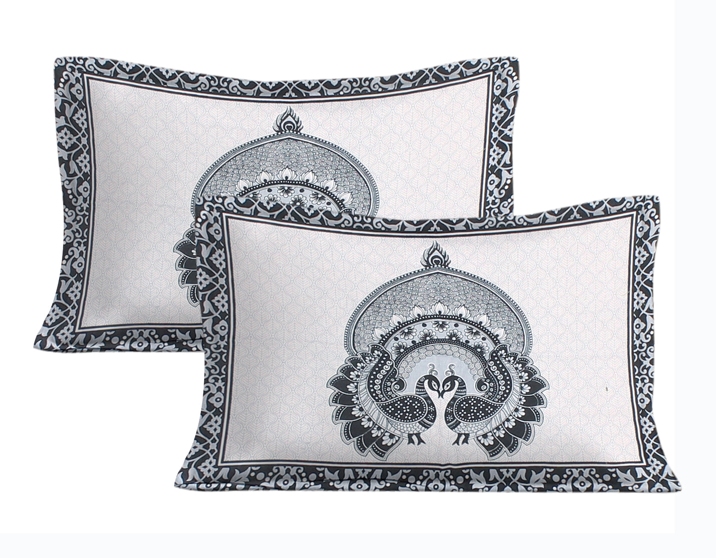 Royal Jaipuri Mayur Bedsheet 100% Cotton Queen Size Bedsheet With 2 Pillow Cover Set